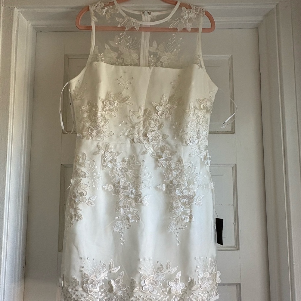 Lulu's White Floral Applique Sheath Dress